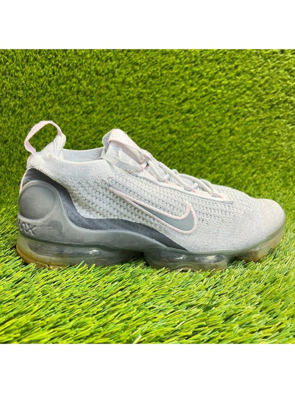Nike Air VaporMax 2021 Flyknit GS Girls Size 6.5Y Gray Running Shoes Sneakers